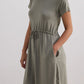 Drawstring Short T-shirt Dress in Light Olive