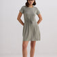 Drawstring Short T-shirt Dress in Light Olive
