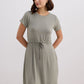 Drawstring Short T-shirt Dress in Light Olive