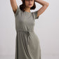 Drawstring Short T-shirt Dress in Light Olive