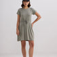 Drawstring Short T-shirt Dress in Light Olive