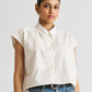 Embroidered Panel Crop Top in White