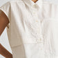 Embroidered Panel Crop Top in White