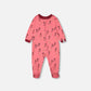 Organic Cotton One Piece Pajama Pink Christmas Stocking Print