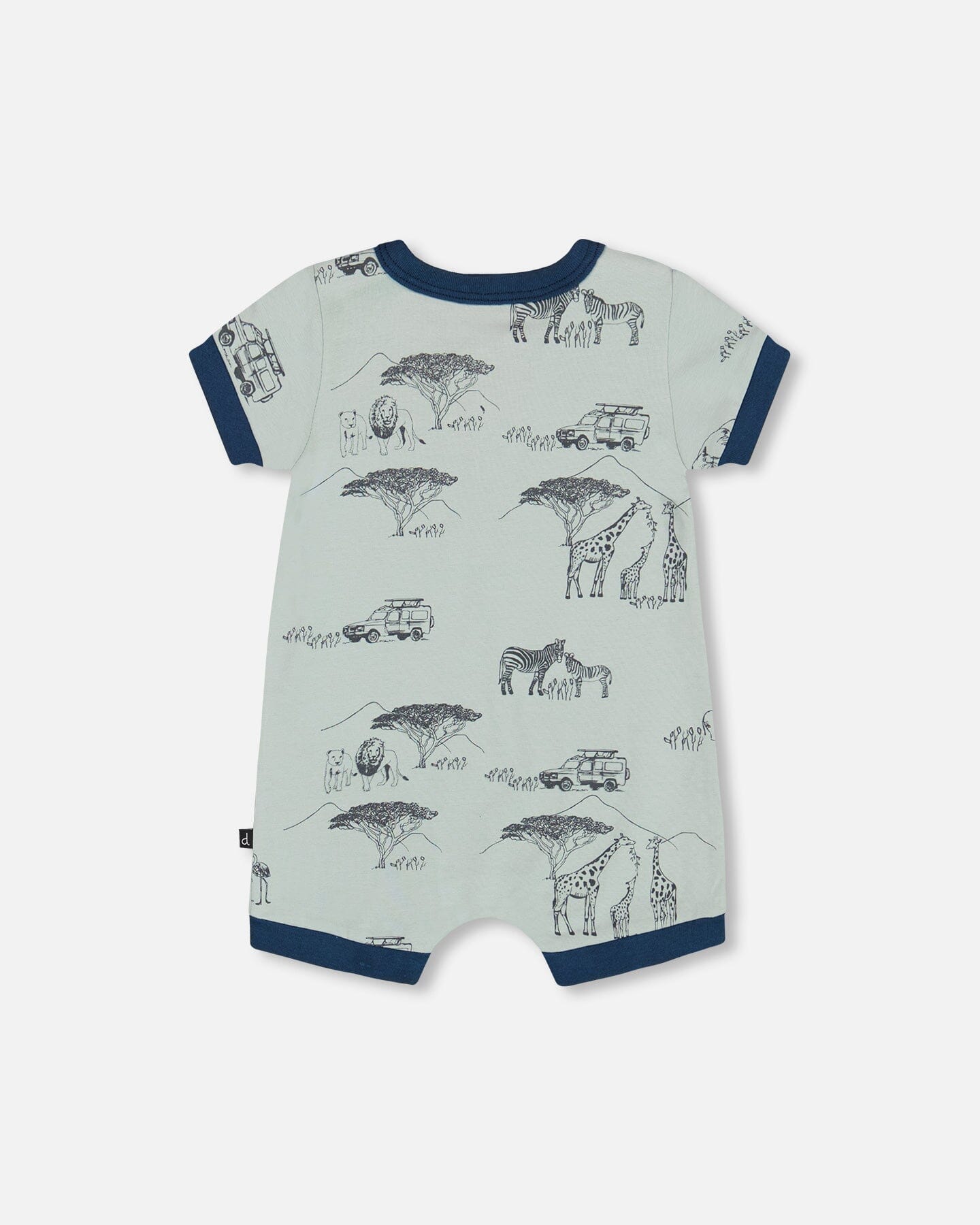 Organic Cotton Romper Sage With Printed Jungle