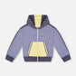 French Terry Hooded Cardigan Blue And Lime