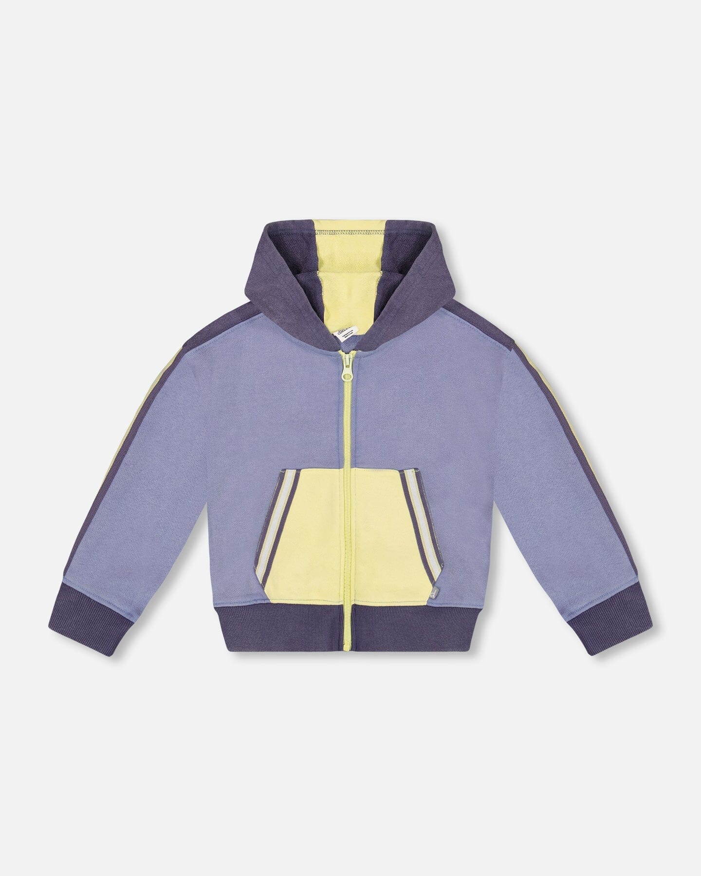 French Terry Hooded Cardigan Blue And Lime