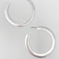 Alma Thick Flattened Metal Hoop Earrings, Silver