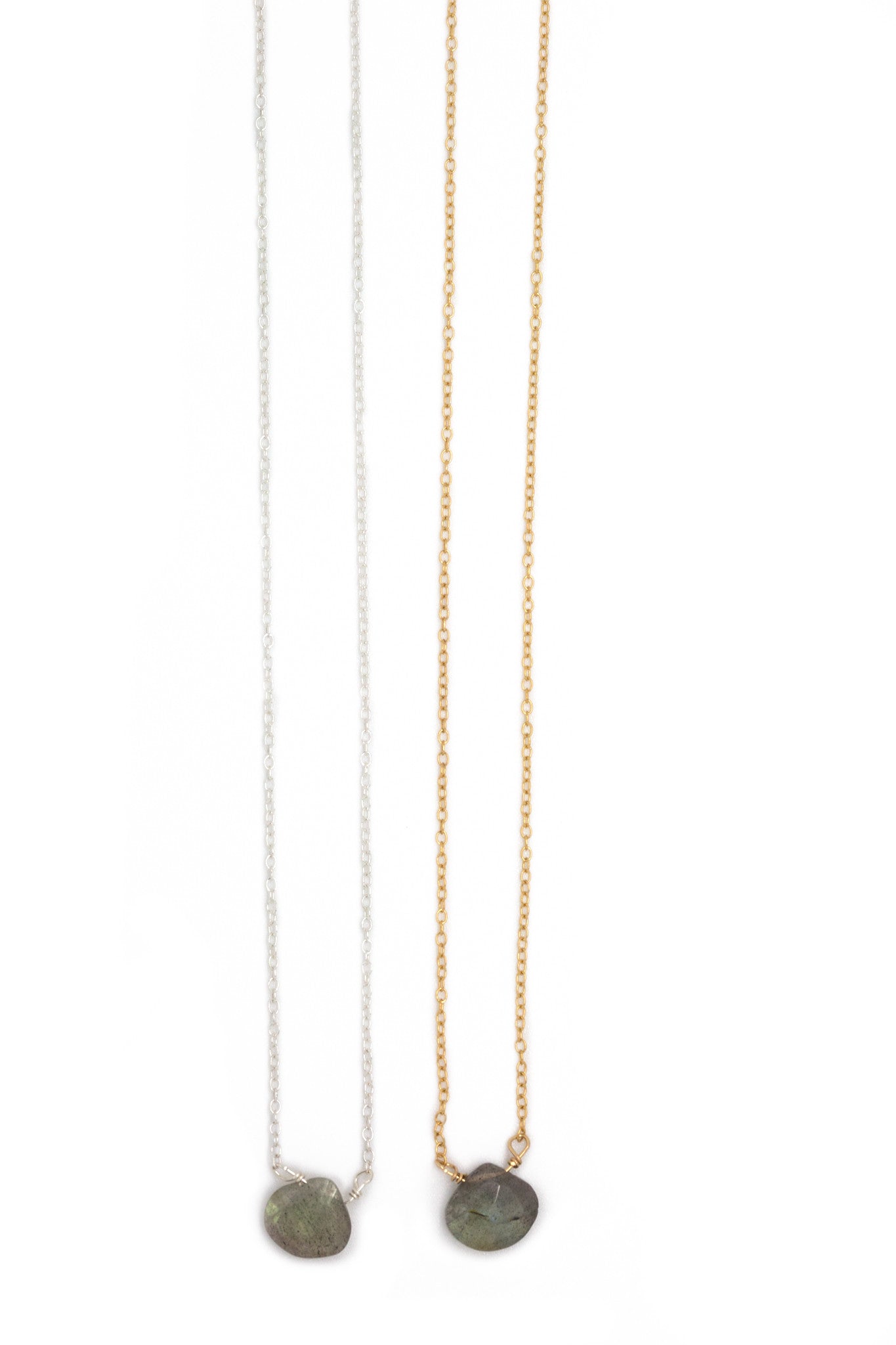 Stephanie Delicate Drop Necklace in Labradorite