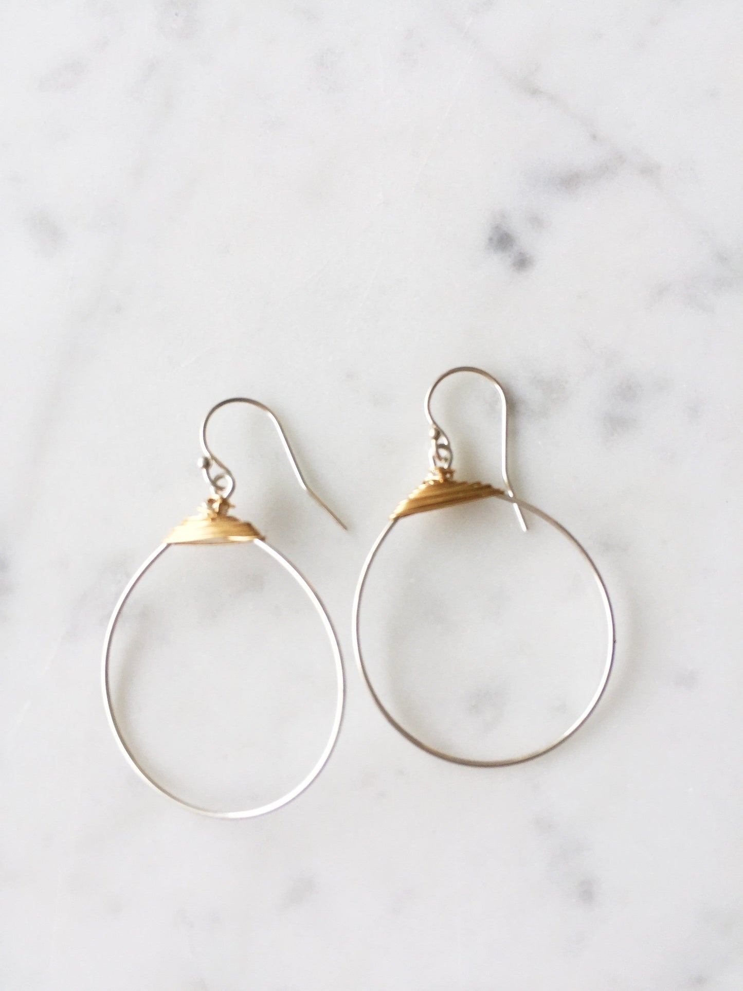 Small Featherweight Hoop Earring in Silver with Gold Wrap