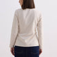 Fitted Cotton Tweed Jacket in Cream