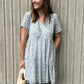 Floral Short Tiered dress in Light Blue