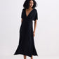 Flowy A-Line Maxi Dress with Side Slits in Black
