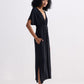 Flowy A-Line Maxi Dress with Side Slits in Black