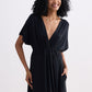 Flowy A-Line Maxi Dress with Side Slits in Black