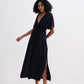 Flowy A-Line Maxi Dress with Side Slits in Black