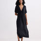 Flowy A-Line Maxi Dress with Side Slits in Black