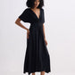 Flowy A-Line Maxi Dress with Side Slits in Black
