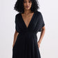 Flowy A-Line Maxi Dress with Side Slits in Black