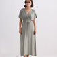 Flowy A-Line Maxi Dress with Side Slits in Light Olive