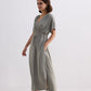 Flowy A-Line Maxi Dress with Side Slits in Light Olive
