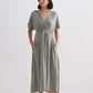 Flowy A-Line Maxi Dress with Side Slits in Light Olive