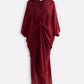 Front Twist Kaftan Dress in Burgundy