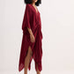 Front Twist Kaftan Dress in Burgundy