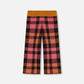 Cropped Wide Leg Pant Plaid Magenta And Brown