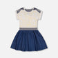 Bi-Material Organic Cotton And Chambray Dress White And Navy