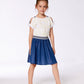 Bi-Material Organic Cotton And Chambray Dress White And Navy