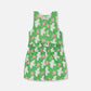 Printed Romper With Frills Green With White And Pink Bird