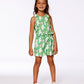 Printed Romper With Frills Green With White And Pink Bird