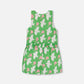 Printed Romper With Frills Green With White And Pink Bird