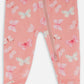 Printed Organic Cotton One-Piece Pajama Pink And Blue Butterflies On Old Pink