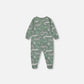 Printed Organic Cotton One-Piece Pajama Light Sage And Gray Crocodile
