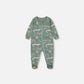 Printed Organic Cotton One-Piece Pajama Light Sage And Gray Crocodile