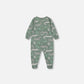 Printed Organic Cotton One-Piece Pajama Light Sage And Gray Crocodile