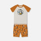 Organic Cotton Two-Piece Short Pajama Set Sloths On Tan And Mottled Background