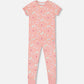 Organic Cotton Short Sleeve Top And Pant Pajama Set Pink And Blue Butterflies On Old Pink