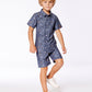 Printed Chambray Short Gray, White And Tan