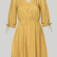 Gathered Elbow Sleeve Short Dress in Mustard
