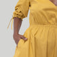 Gathered Elbow Sleeve Short Dress in Mustard