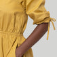 Gathered Elbow Sleeve Short Dress in Mustard