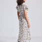 Gathered Maxi Dress with Side Slits in Mosaic