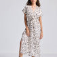 Gathered Maxi Dress with Side Slits in Mosaic