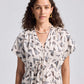 Gathered Maxi Dress with Side Slits in Mosaic