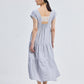 Maxi Tiered Dress with Front-ties in Linen Stripes