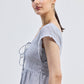 Maxi Tiered Dress with Front-ties in Linen Stripes