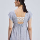 Maxi Tiered Dress with Front-ties in Linen Stripes